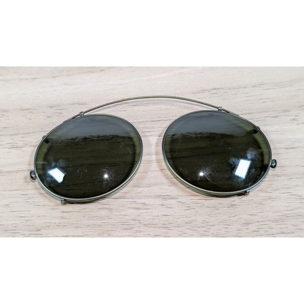 Vintage Calvin Klein 115C 47 Japan Clip-On Oval Sunglasses Green Lenses